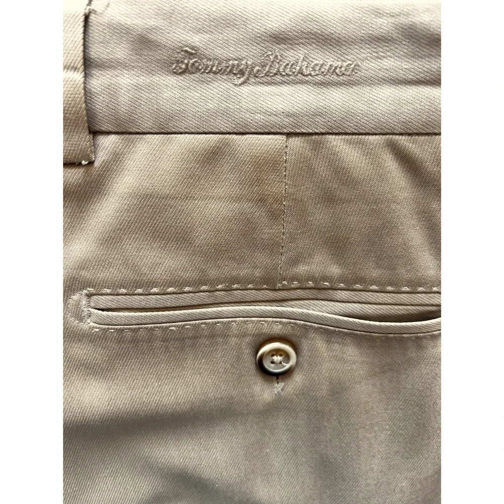 Tommy Bahama Mens 35x32 Silk Bamboo Pleated Trousers Khaki Tan Straight Leg